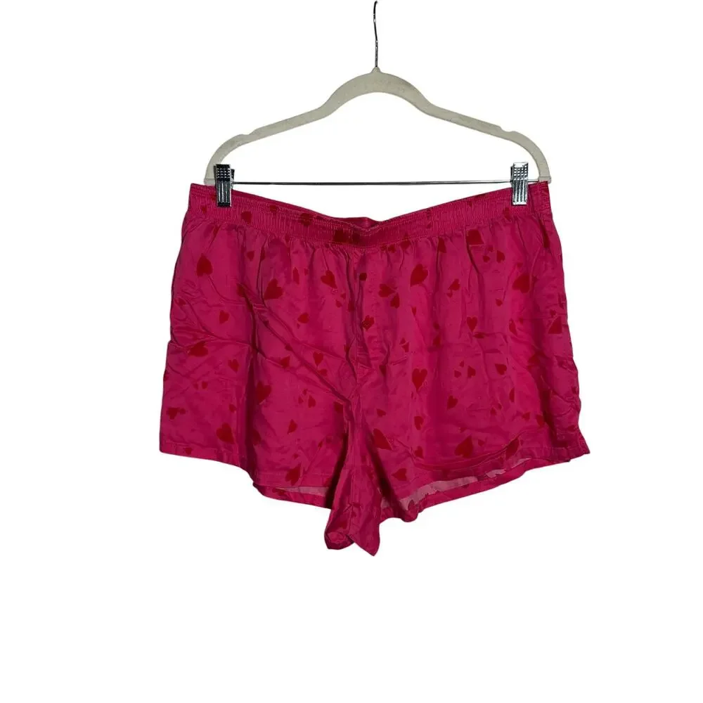 VS Pink Sleep Shorts Women's XL Pink Heart Print
